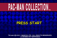 Pac-Man Collection title screen for GameBoy Advance